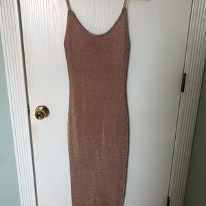 Rose gold spaghetti strap midi dress by JLUXLABEL